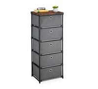 Relaxdays Cassettiera in Stile Industriale, Comò con 5 Cassetti e Ripiano Tessuto, Metallo, 105x43x33 cm, Grigio Marrone, Acciaio