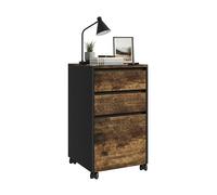 Relaxdays cassettiera con Ruote, 3 cassetti e sospeso A4, 70x40x40 cm, Nero/Marrone