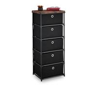 Relaxdays Cassettiera in Stile Industriale, Comò con 5 Cassetti e Ripiano Tessuto, Metallo, 105x43x33 cm, Nero Marrone, Acciaio