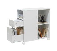 Relaxdays cassettiera Mobile Ufficio con 2 cassetti e 3 Scomparti, MDF, HxLxP: 65x30x60 cm, Bianco