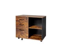 Relaxdays Cassettiera da Ufficio con 3 Cassetti, Mobile con Chiave, 66x80x40 cm, Stile Industriale