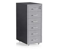 Relaxdays cassettiera su Ruote con 6 cassetti, Serratura, Metallo, Grigia, 69x28x41 cm