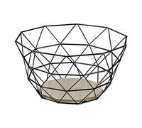 Relaxdays Centrotavola Portafrutta, Cestino Porta Frutta e Verdura da Tavola, Ferro e Legno, Design Industrial, Nero, 1 pz