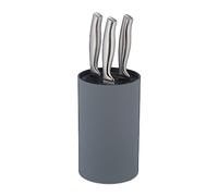 Relaxdays Ceppo per Coltelli da Cucina Vuoto, Portacoltelli in Plastica Universale, Organizer Rotondo 18 x 11 cm, Grigio