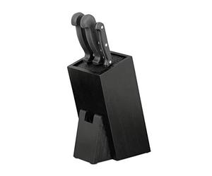 Relaxdays Ceppo Portacoltelli con Setole Vuoto, Blocco in Legno di Bambù per 6 Coltelli, HLP 25x11x17, Nero