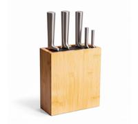 Blocco portacoltelli Relaxdays Vuoto, bambù, Inserto Flessibile, HxLxP: 26 x 23 x 11,5 cm, Porta coltelli, Naturale/Nero