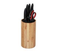 Relaxdays, legno naturale Ceppo Portacoltelli, Vuoto, con Setole, Spazio per 10 Coltelli, Universali, HxD 23x12,5 cm, Bambù