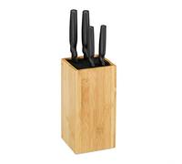 Relaxdays, legno naturale Ceppo Portacoltelli, Vuoto, con Setole, Spazio per 6 Coltelli, Universali, HxD 24x12 cm, Bambù