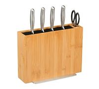 Relaxdays Ceppo Portacoltelli Vuoto, Supporto in bambù per Coltelli, Portautensili Cucina 23 x 30 x 12 cm, Naturale Nero