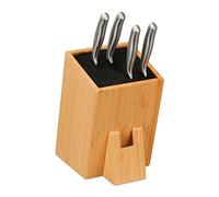 Relaxdays Ceppo Portacoltelli Vuoto, Supporto in bambù per Coltelli, Portautensili Cucina, 25x14,5x22 cm, Naturale Nero