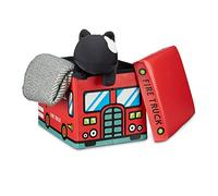 Relaxdays Cesta Portagiochi Cameretta Bambini, 32x48x32 cm Baule Pieghevole, Similpelle, 37 L Volume, Camion Pompieri