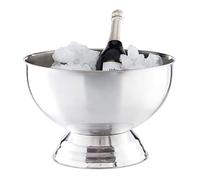 Relaxdays Cestello Ghiaccio, Ciotola XXL Portaghiaccio per Vino, Champagne, Acciaio, Porta Bevande, D: 36,5 cm, argento