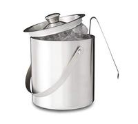 Relaxdays Cestello Ghiaccio Rotondo con Coperchio, Portaghiaccio per Bar, Party, 1,5 L, HxLxP: 17 x 15 x 15cm, Argento, Acciaio Inox, Set da 1