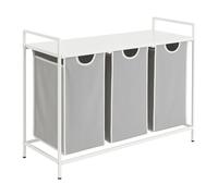 Relaxdays Cestello Porta Biancheria con 3 Sacchi Estraibili, ripiano, HLP: 72x92,5x33 cm, Metallo, Bianco/Grigio