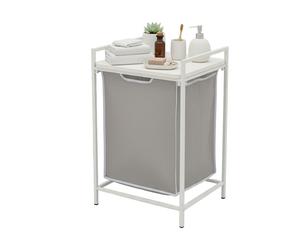 Relaxdays Cestello portabiancheria con ripiano