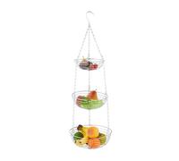 Relaxdays Portafrutta da Appendere, 3 Cesti per Frutta e Verdura, HxD 82x26,5 cm, Cestini Design Aperto Acciaio, Argento, Ferro, 82 x 26.5 x 26.5 cm