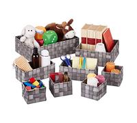 Relaxdays Cestini Bagno Portaoggetti, Set 8 Contenitori Salvaspazio & Universali, 4 Grandezze, Box in Plastica, Grigio, Ferro, 10,5 x 35,5 x 26 cm