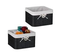 Relaxdays Cestini Portaoggetti Decorativi, Set 2 Ceste per Bagno e Camera, Contenitori per Armadio, 20x31x31 cm, Bianco