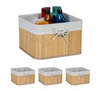 Relaxdays Cestini Portaoggetti Decorativi, Set 4 Ceste per Bagno e Camera, Contenitori per Armadio, 20x31x31 cm, Bianco