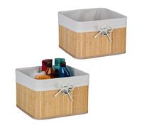 Relaxdays Cestini Portaoggetti Decorativi, Set di 2 Ceste per Bagno e Camera, Contenitori per Armadio, 20x31x31 cm, Nero