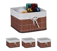 Relaxdays Cestini Portaoggetti Decorativi, Set di 4 Ceste per il Bagno e la Camera, Contenitori per Armadio, 20x31x31 cm