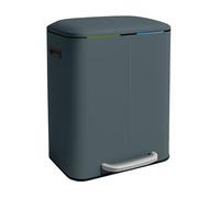 Relaxdays Cestino, 2 scomparti, 2x 20 l, secchi estraibili, softclose, pedale, metallo, separatore rifiuti, grigio