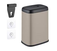 Relaxdays Cestino da Bagno, con Adesivo da Muro o Gancio per Anta, Pattumiera 5 L, Secchio Interno, in Ferro, Beige