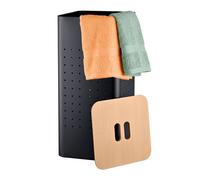 Relaxdays Cestino biancheria nero con coperchio