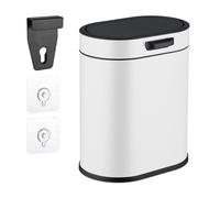 Relaxdays Cestino da Bagno, con Adesivo da Muro o Gancio per Anta, Pattumiera 5 L, Secchio Interno, in Ferro, Bianco, 70% 30% plastica, 5 Litri