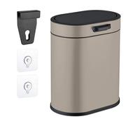 Relaxdays Cestino da Bagno, con Adesivo da Muro o Gancio per Anta, Pattumiera 5 L, Secchio Interno, in Ferro, Beige, 70% 30% plastica, 5 Litri