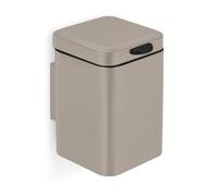 Relaxdays Cestino da Bagno da Muro, 3 L, Chiusura Automatica, Secchio Interno Estraibile, Bidone in Acciaio Inox, Beige, Plastica