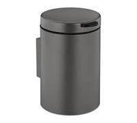Relaxdays Cestino da Bagno da Muro, 3 L, Chiusura Automatica, Secchio Interno Estraibile, Bidone in Acciaio Inox, Grigio, 30% Plastica, 3 Litri