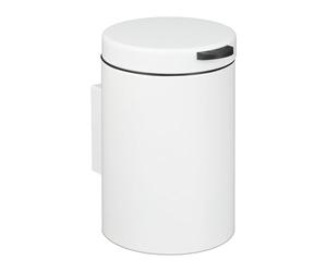 Relaxdays Cestino da Bagno da Muro, 3 L, Chiusura Automatica, Secchio Interno Estraibile, Bidone in Acciaio Inox, Bianco
