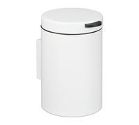 Relaxdays Cestino da Bagno da Muro, 3 Litri, Chiusura Automatica, Secchio Interno Estraibile, Bidone in Acciaio, Bianco