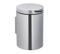 Relaxdays Cestino da Bagno da Muro, 3 Litri, Chiusura Automatica, Secchio Interno Estraibile, in Acciaio, Argentato Nero