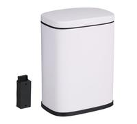 Relaxdays Cestino da Bagno da Muro, Pattumiera da 3 L da Cucina, Coperchio Silenzioso e Secchio Interno, Ferro, Bianco