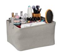Relaxdays Cestino Portaoggetti Pieghevole, Box per Bagno, Camera e Cucina, HLP 30 x 48 x 38 cm, con Manici, Grigio