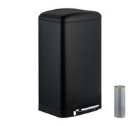 Relaxdays Pattumiera da Cucina a Pedale, Cestino, Secchio Interno e Sacco Rifiuti, Acciaio Inox Anti Impronta, Nero, 30% plastica 70% Inossidabile, (30 L) EU