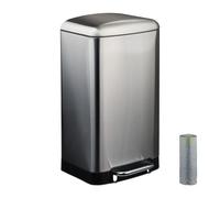 Relaxdays Pattumiera Cucina a Pedale, Cestino, Secchio Interno e Sacco Rifiuti, Acciaio Inox Anti Impronta, Argento, 70% Inossidabile 30% plastica, (30 L) EU