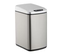 Relaxdays Cestino dei Rifiuti con Sensore, Automatico 12 L, Cesto Rettangolare con Coperchio & Secchio Interno, argento