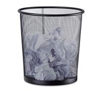Relaxdays Cestino gettacarte in metallo da ufficio pattumiera a rete porta-rifiuti Ø 26 cm alto 27,5 cm nero