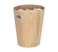 Relaxdays Cestino Gettacarte in Legno, Pattumiera Rotonda con Manico, 7,5 L, Senza Coperchio, HxD: 28 x 23 cm, Naturale