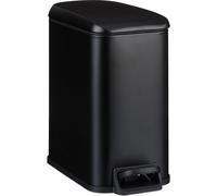 Relaxdays Pattumiera Bagno a Pedale 5 L, Cestino Secchio Interno Rimovibile e Coperchio Ammortizzato, Ferro Opaco, Nero