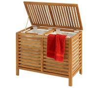 Relaxdays Cestino portabiancheria 150 L, 2 scomparti, naturale