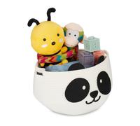 Relaxdays Cesto Portaoggetti, Cestino Portagiocattoli, HxD 24,5x35 cm, Forma Panda, Camera Bambini, Cotone, Bianco Nero