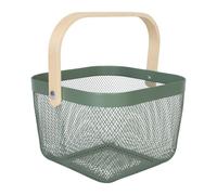 Relaxdays Cesto portaoggetti con manico, in acciaio e legno, per tappezzeria e utensili, 17,5 x 26 x 24,5 cm