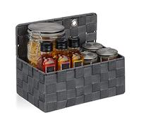 Relaxdays Cestino Portaoggetti, da Appendere, Organizer Bagno, Corridoio, Camera da Letto, HLP: 20x25x16,5 cm, Grigio, Plastica, Ferro, 20x25x15 cm