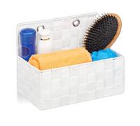 Relaxdays Cestino Portaoggetti, da Appendere, Organizer per Bagno, Corridoio, Camera da Letto, HLP: 20x25x15 cm, Bianco