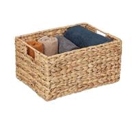 Relaxdays Cesto Portaoggetti in Giacinto d'Acqua, HLP: 19x28x37 cm Organizer Bagno, Stile Vimini Intrecciato, Naturale, Ferro