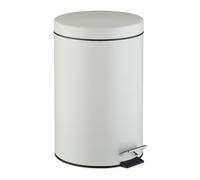 Relaxdays Pattumiera Cucina a Pedale, Cestino 20 L con Secchio Interno Rimovibile, Cesto con Coperchio, Acciaio, Bianco